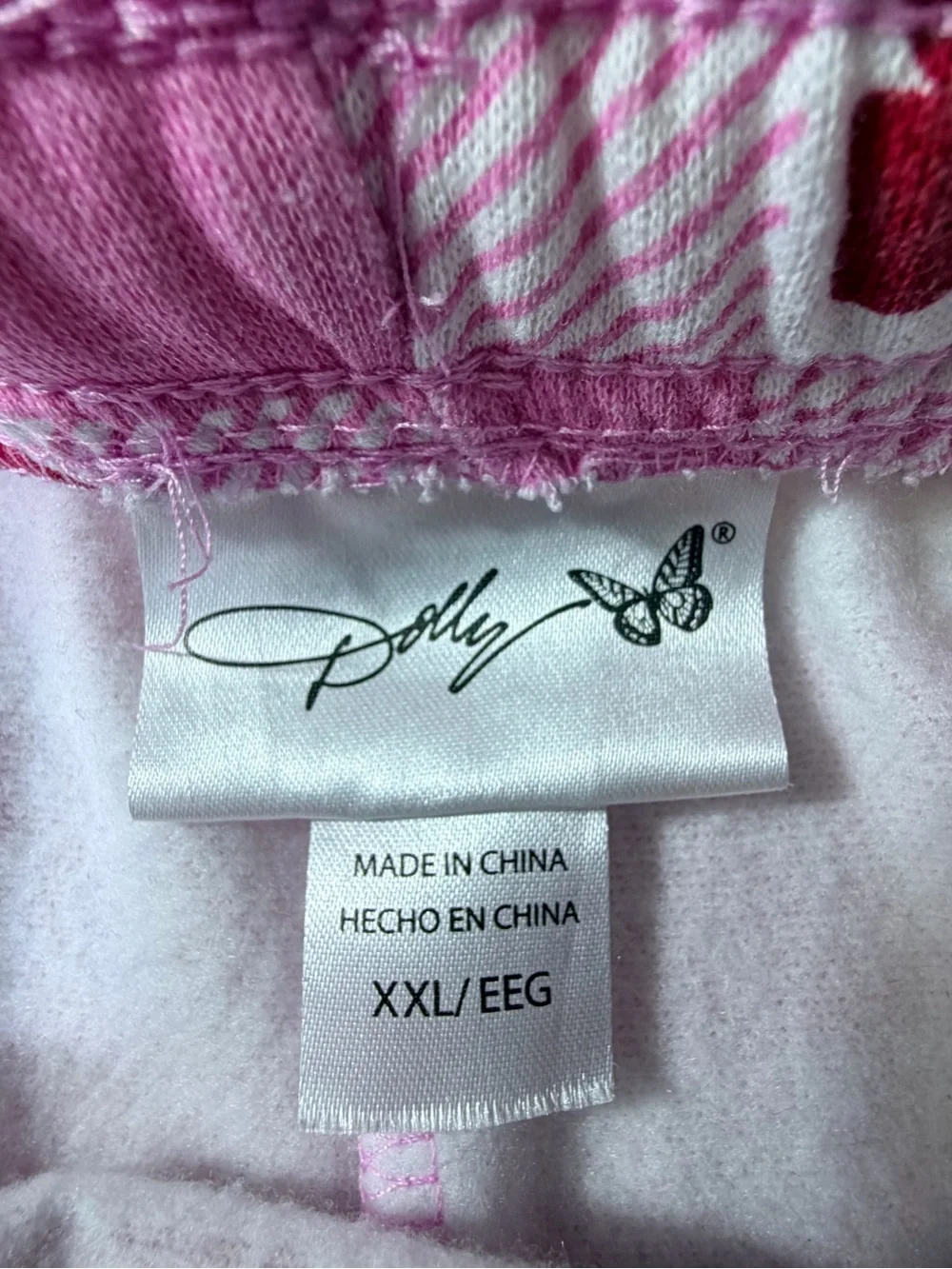 Dolly Pink Gingham Bow Pajama Pants Drawstring Fleece Women’s XXL Runs Small